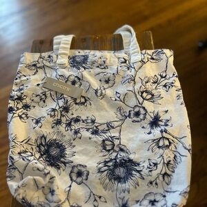 Chico's White and Black Floral Tote Bag